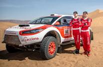 Descripción: Descripción: Acciona 100x100 ecopowered,electric car, Dakar 2016, Marroco 2015, Zagora, car test.