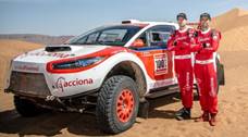 Descripción: Descripción: Acciona 100x100 ecopowered,electric car, Dakar 2016, Marroco 2015, Zagora, car test.